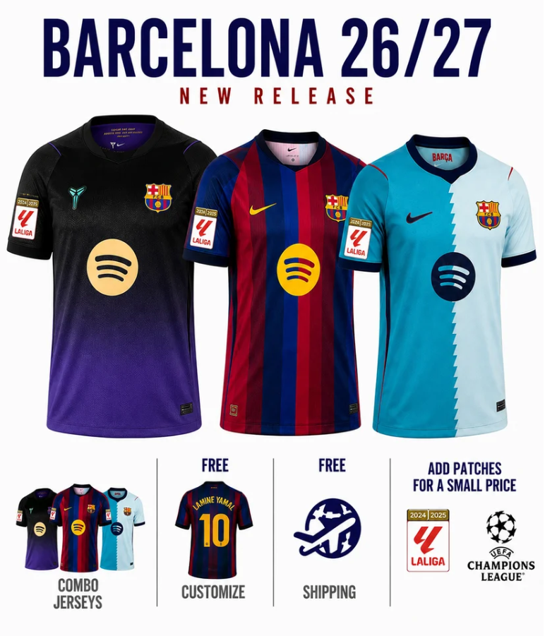 Combo Barcelona 3 Jerseys 26/27 for $89.90 Free Shipping Worldwide (Cópia)