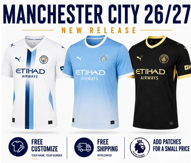 Combo Manchester City 3 Jerseys 26/27 for $89.90 Free Shipping Worldwide