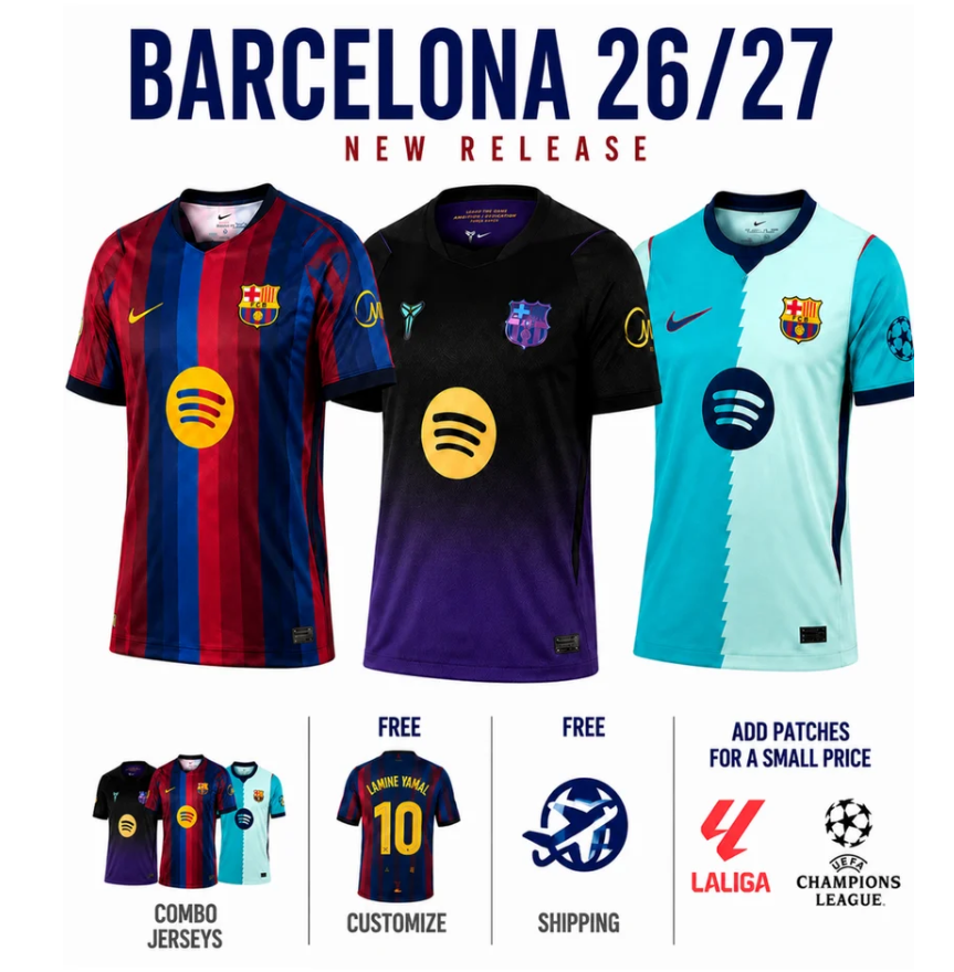 Combo Barcelona 3 Jerseys 26/27 for $89.90 Free Shipping Worldwide (Cópia)